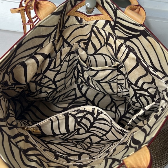 MZ Wallace Large Raffia and Belting Leather Woven Tote Handbag - Rare Style - Picture 11 of 12